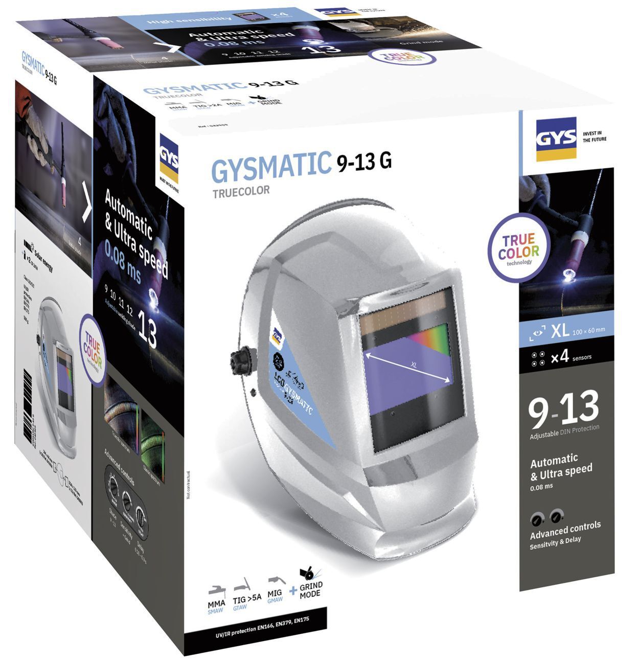 GYS GYSMATIC 9/13G Schutzhelm für E-Hand-, MIG/MAG- und WIG-Schweißarbeiten Produktbild GYS GYSMATIC 9/13G Schutzhelm für E-Hand-, MIG/MAG- und WIG-Schweißarbeiten