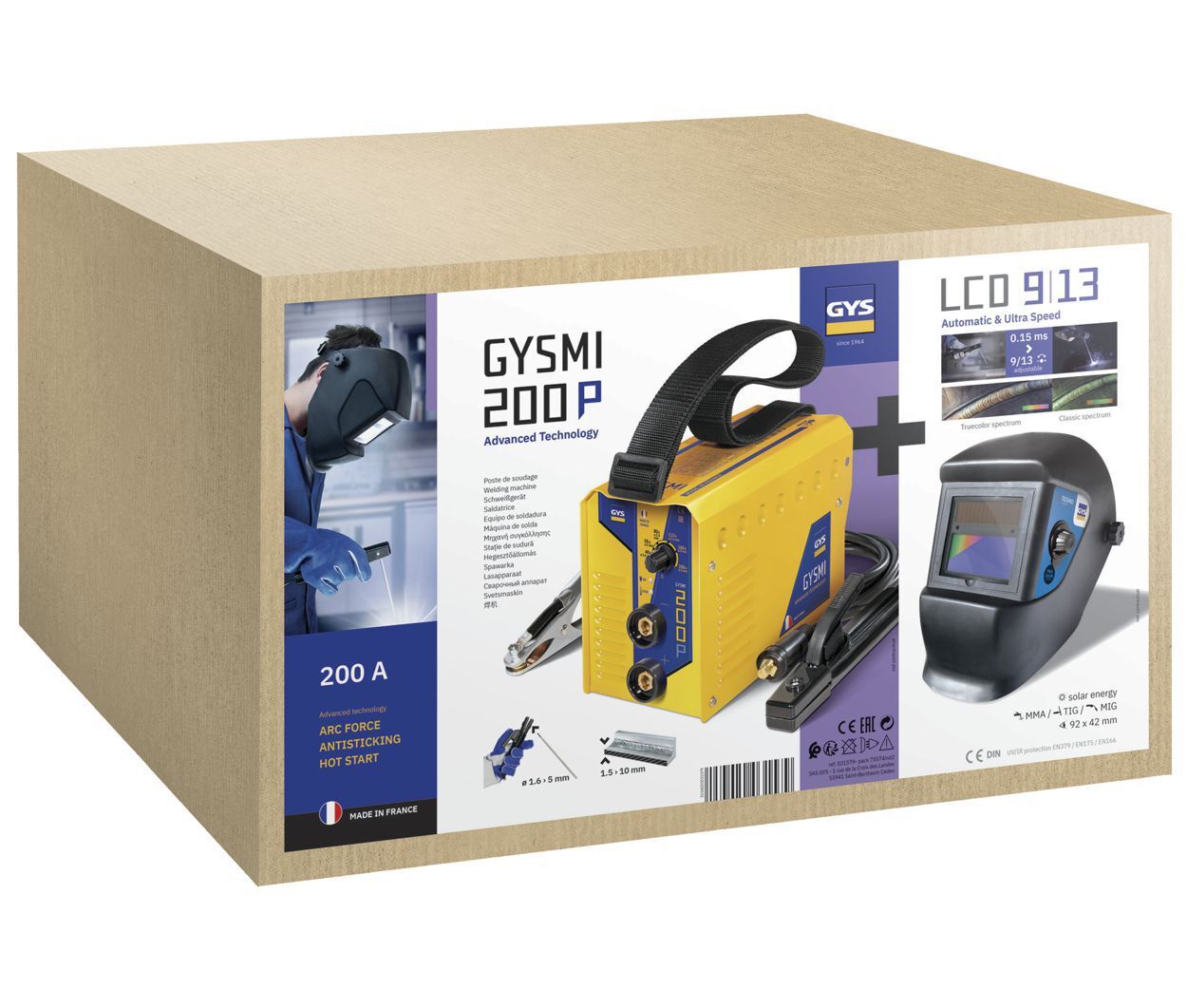 GYS GYSMI 200P Mikorprozessorgesteurtes Elektroden-Schweißgerät inkl. Schweißhelm GYS GYSMI 200P Mikorprozessorgesteurtes Elektroden-Schweißgerät inkl. Schweißhelm