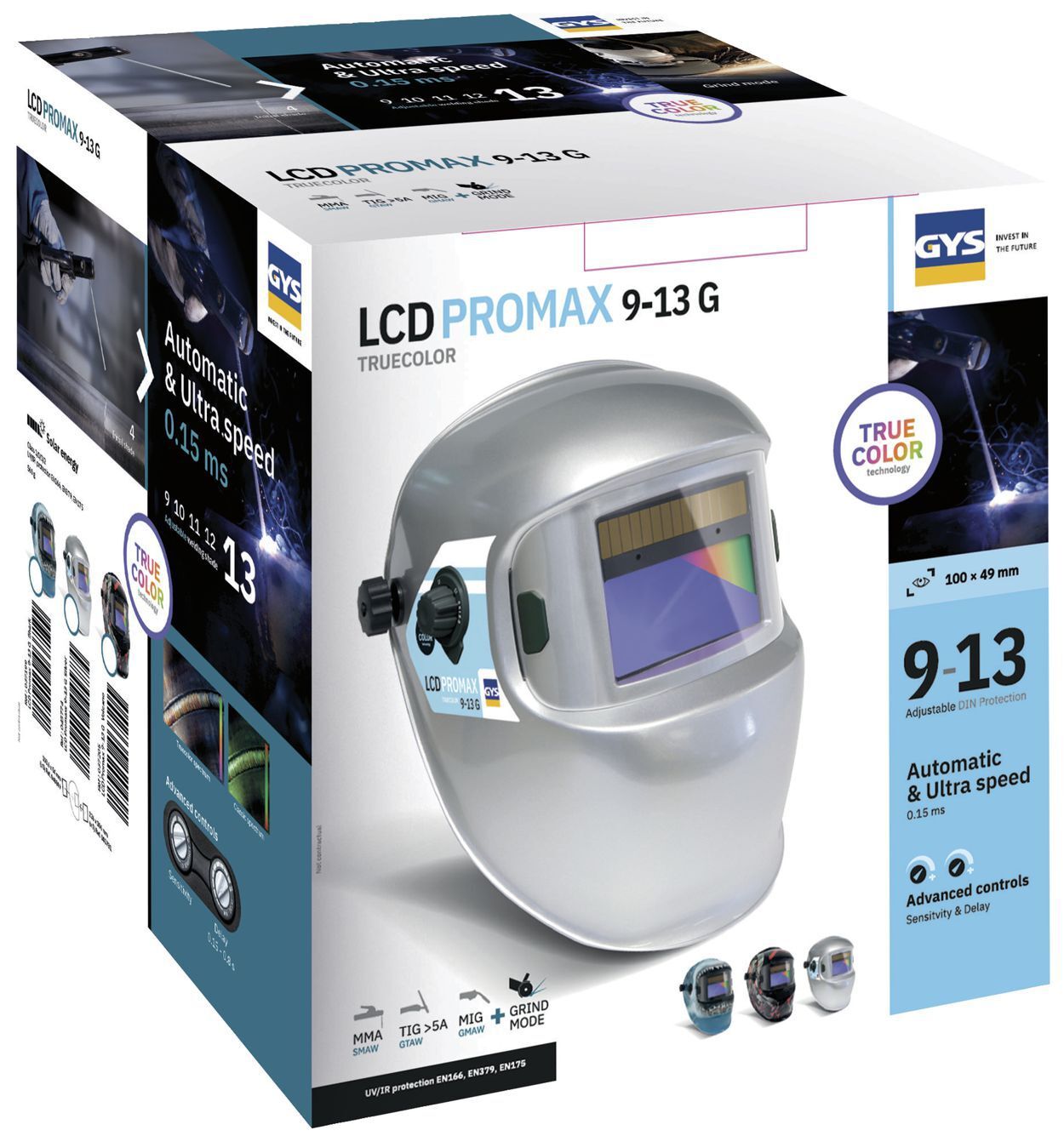 Gys Schweißhelm LCD PROMAX 9 13 G SILVER Gys Schweißhelm LCD PROMAX 9 13 G SILVER