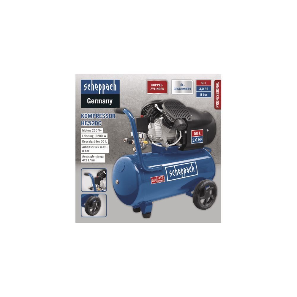 SCHEPPACH Kompressor HC52DC 230V 50Hz 2200W 50L SCHEPPACH Kompressor HC52DC 230V 50Hz 2200W 50L