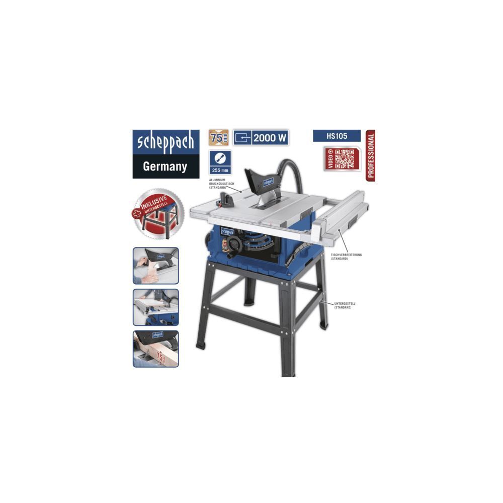 SCHEPPACH Tischkreissäge HS105 230V 50Hz 2000W 255mm SCHEPPACH Tischkreissäge HS105 230V 50Hz 2000W 255mm