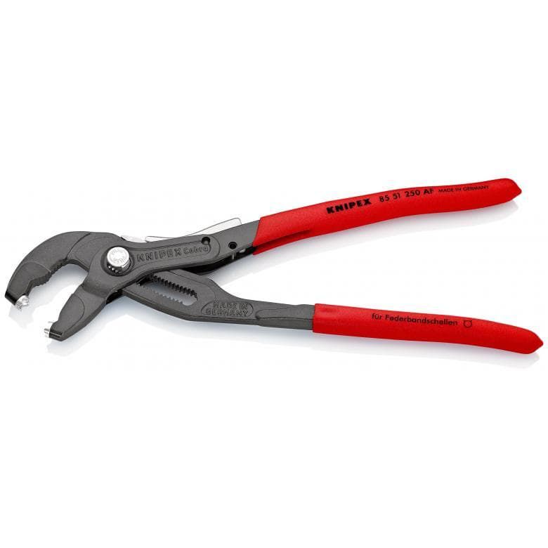 Knipex Federbandschellenzange 250mm mit Feststeller - Details Knipex Federbandschellenzange 250mm mit Feststeller - Details