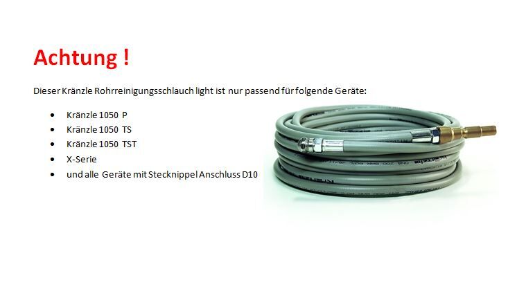 Kränzle Rohrreinigungsschlauch light, 10 m für Hochdruckreiniger K1050 Kränzle Rohrreinigungsschlauch light, 10 m für Hochdruckreiniger K1050