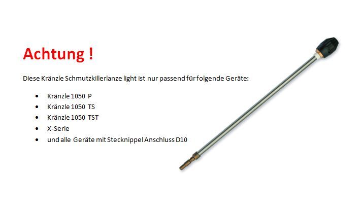 Kränzle Schmutzkillerlanze light, 400 mm für Hochdruckreiniger Serie K 1050 Produktbild Kränzle Schmutzkillerlanze light, 400 mm für Hochdruckreiniger Serie K 1050 bild 2