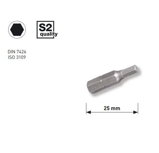 KRAFTWERK 1/4" Innensechskant-Bit 25 mm 8 mm, 5Stk Produktbild KRAFTWERK 1/4" Innensechskant-Bit 25 mm 8 mm, 5Stk