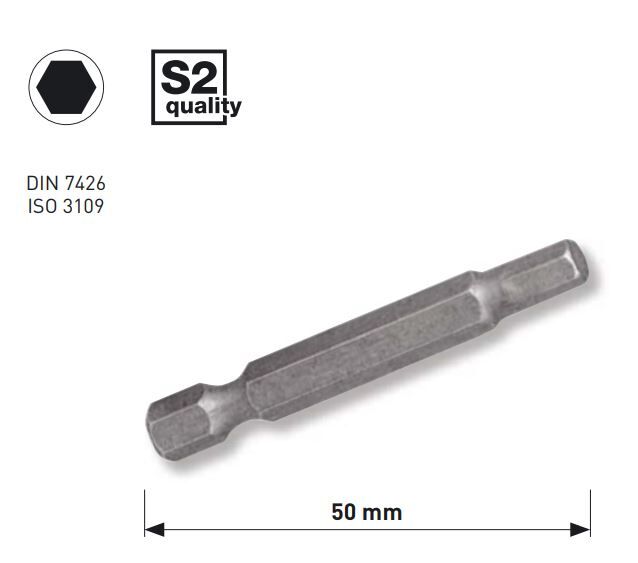 KRAFTWERK 1/4" Innensechskant-Bit 50 mm 6 mm, 5 Stk. Produktbild KRAFTWERK 1/4" Innensechskant-Bit 50 mm 6 mm, 5 Stk.