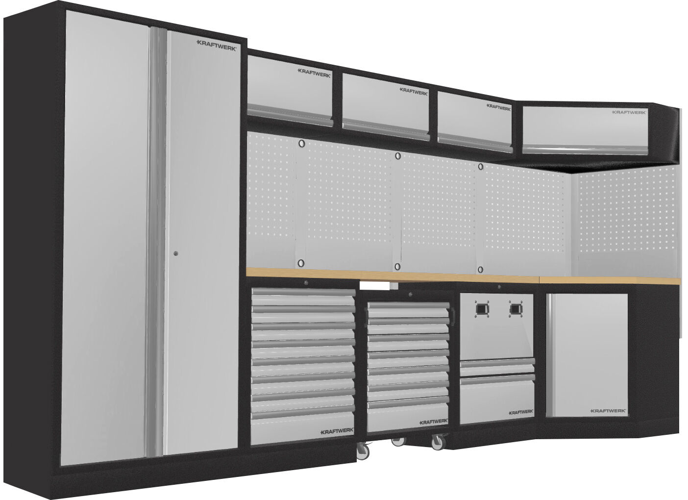 Kraftwerk 5 Element Schrankwand mit Vierkantlochwand Länge 2000 mm Produktbild Kraftwerk 5 Element Schrankwand mit Vierkantlochwand Länge 2000 mm