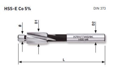KRAFTWERK Flachsenker HSS-E Co5 10 mm - M5 KRAFTWERK Flachsenker HSS-E Co5 10 mm - M5