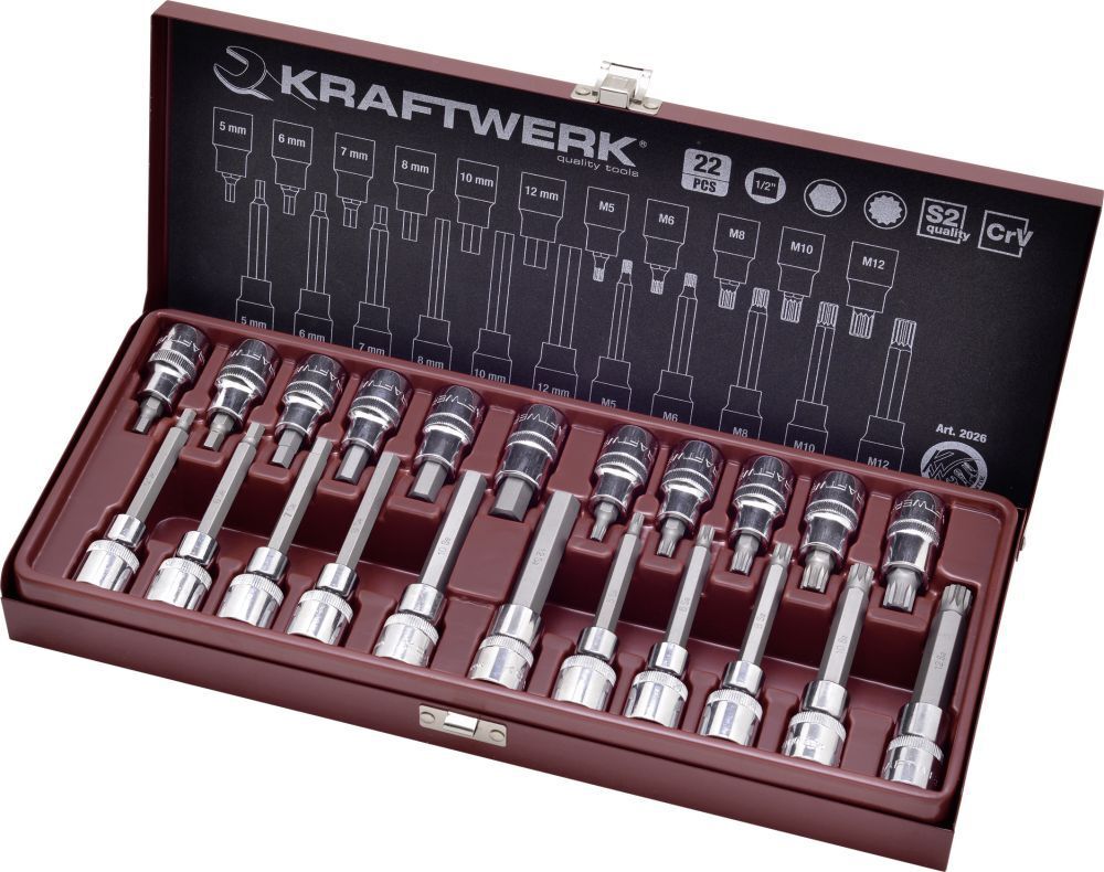 KRAFTWERK Innensechskant und XZN Bit Stecknuss Satz 22 Teile Produktbild KRAFTWERK Innensechskant und XZN Bit Stecknuss Satz 22 Teile