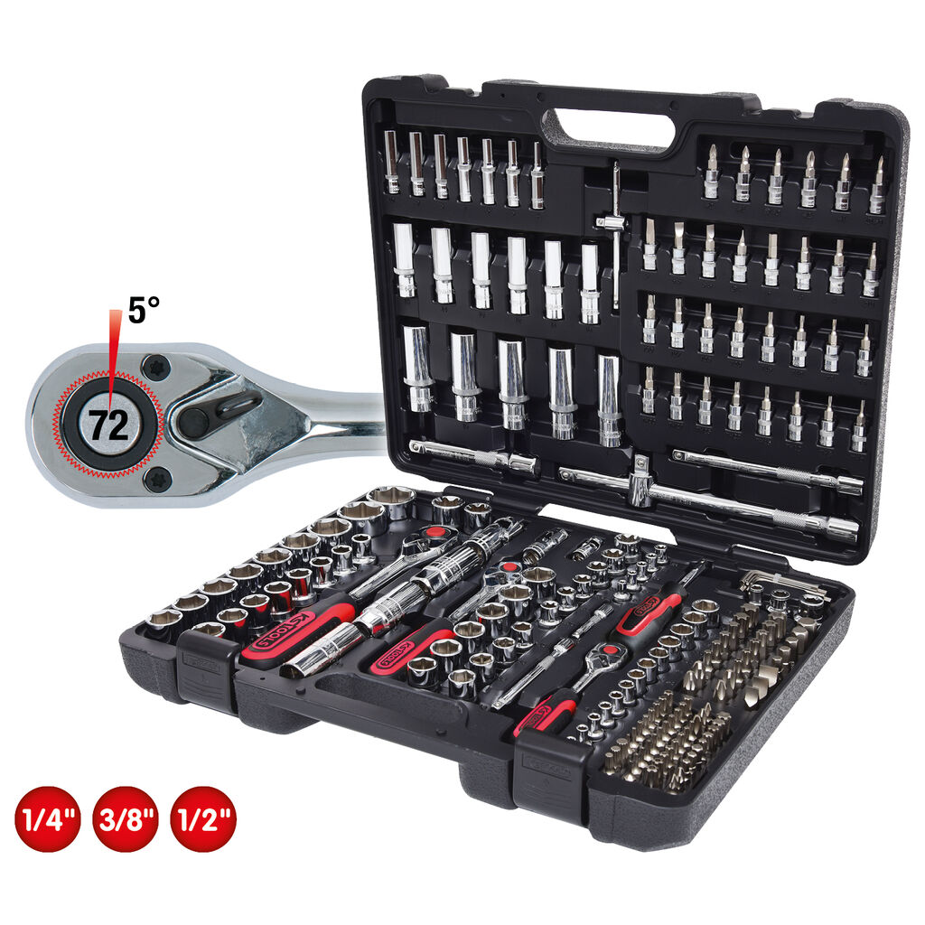 KS Tools 1/4 Zoll und 3/8 Zoll und 1/2 Zoll CHROMEplus Steckschlüssel Satz 195 teilig KS Tools 1/4 Zoll und 3/8 Zoll und 1/2 Zoll CHROMEplus Steckschlüssel Satz 195 teilig