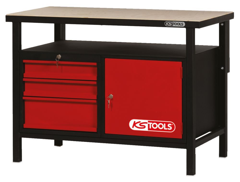KS TOOLS Werkbank mit 3 Schubladen und 1 Tür H840xB1200xT600mm Produktbild KS TOOLS Werkbank mit 3 Schubladen und 1 Tür H840xB1200xT600mm
