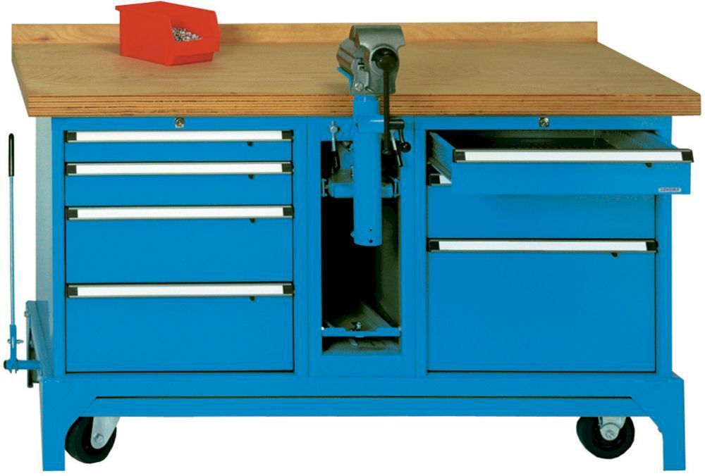 Lokoma Mobile Werkbank FMW150/7 m.Kabelaufroller RAL5012 Produktbild Lokoma Mobile Werkbank FMW150/7 m.Kabelaufroller RAL5012