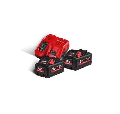 Milwaukee 18V Starterset M18HNRG-552 Akkus und Ladegerät Produktbild Milwaukee 18V Starterset M18HNRG-552 Akkus und Ladegerät