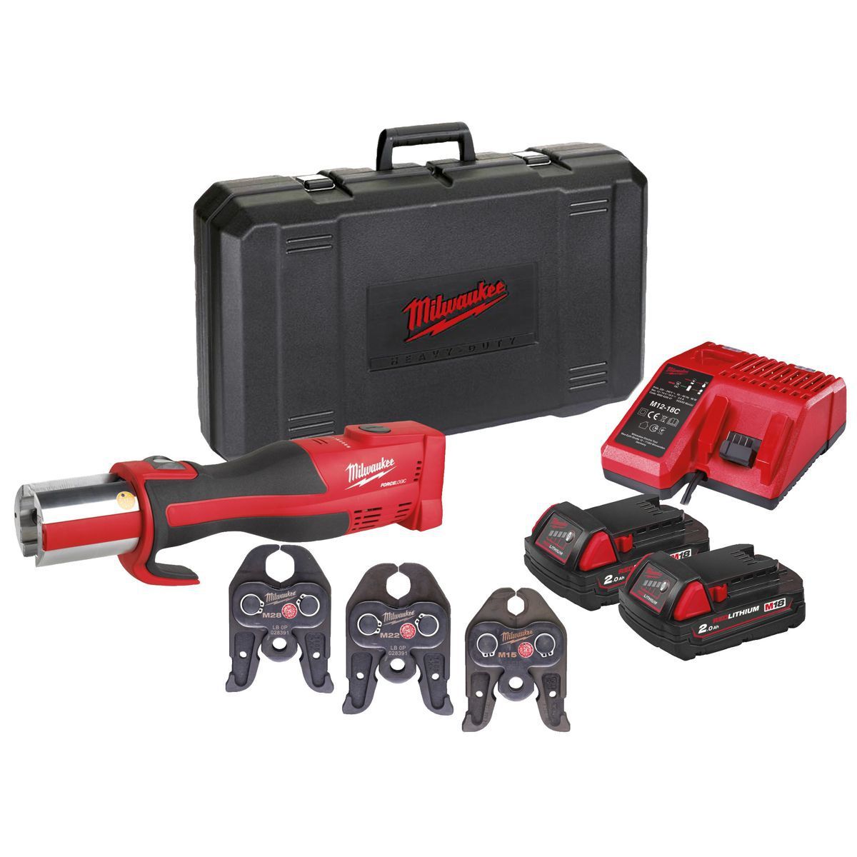Milwaukee bürstenloses Akku Presswerkzeugset M18 BLHPT-202C Sanitär Produktbild Milwaukee bürstenloses Akku Presswerkzeugset M18 BLHPT-202C Sanitär