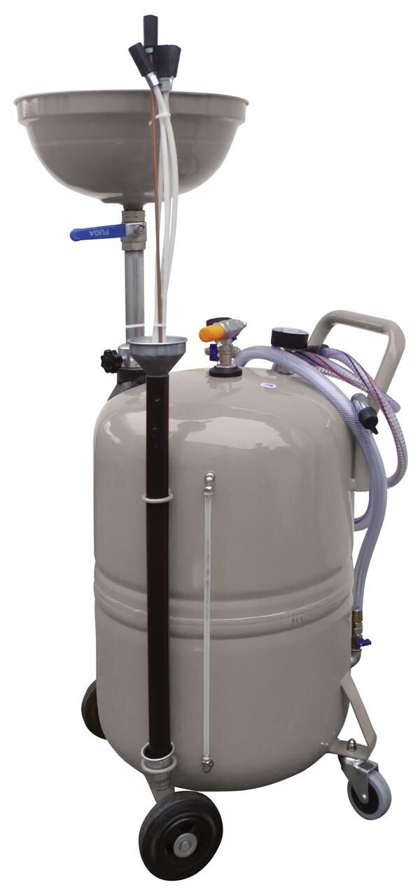 CEMO Mobiles Druckluftbetriebenes Ölabsauggerät pneumatisch 80l mit Sammeltrichter