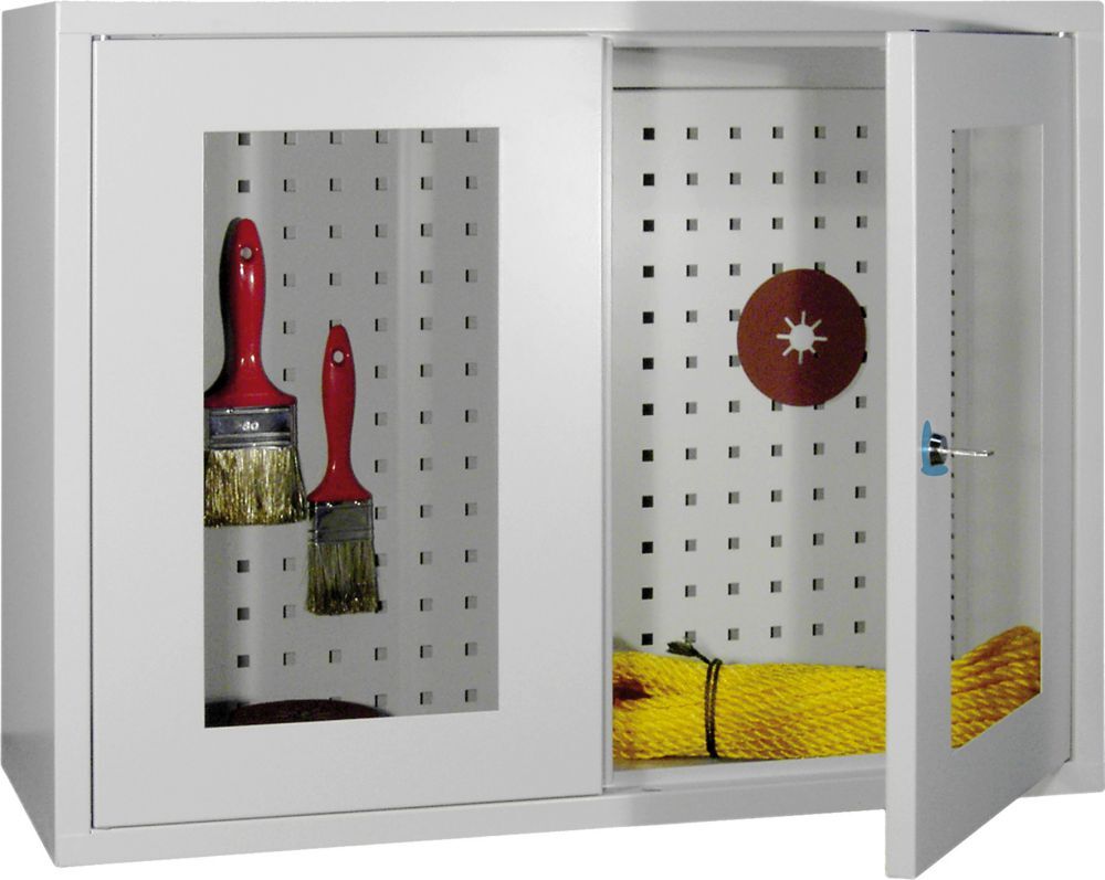Pavoy Hängeschrank gelocht mit Sichtfenster 600 x 800 x 300 mm Produktbild Pavoy Hängeschrank gelocht mit Sichtfenster 600 x 800 x 300 mm