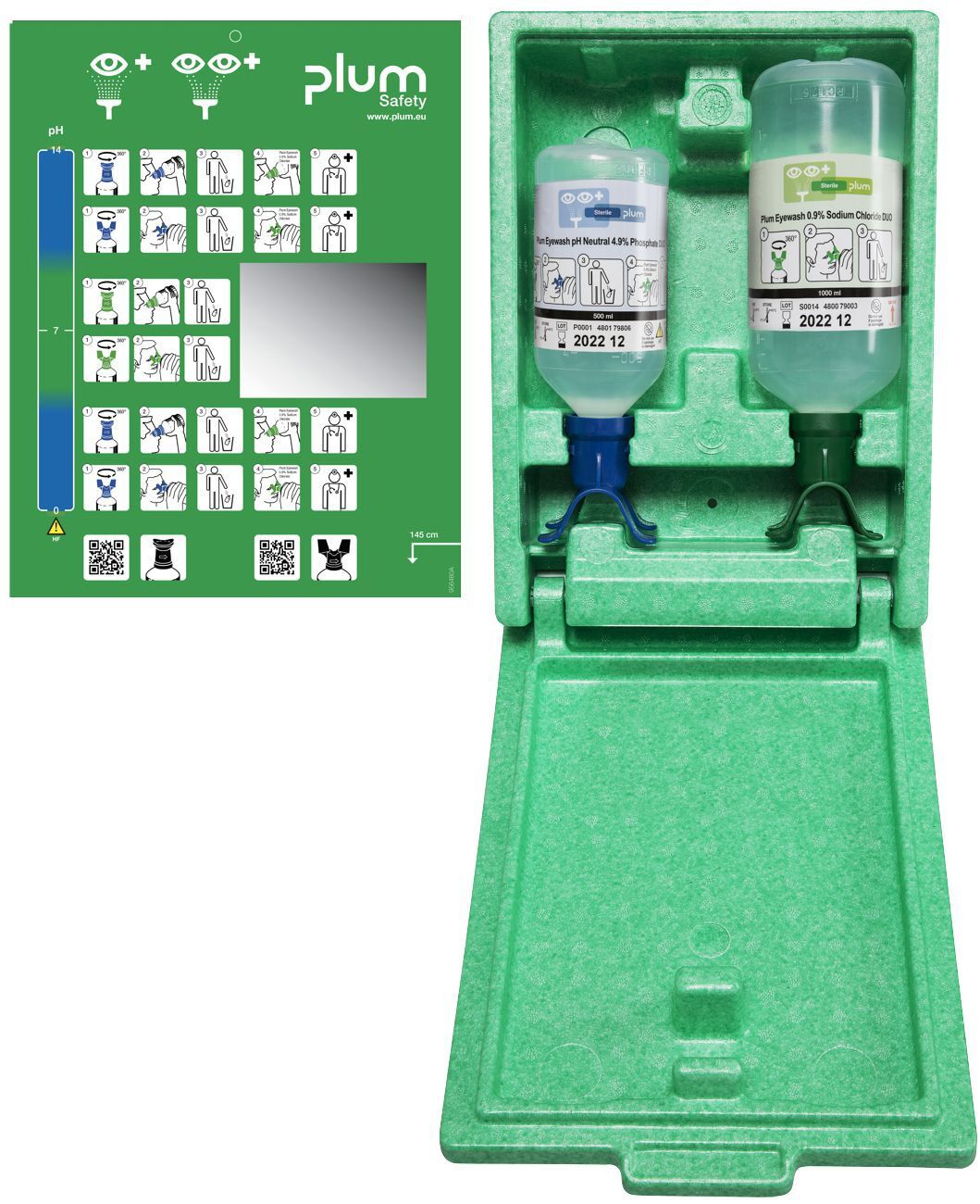 plum Augennotfallstation Duo 4810 pH neutral 2 Flaschen 1000 / 500ml Produktbild plum Augennotfallstation Duo 4810 pH neutral 2 Flaschen 1000 / 500ml