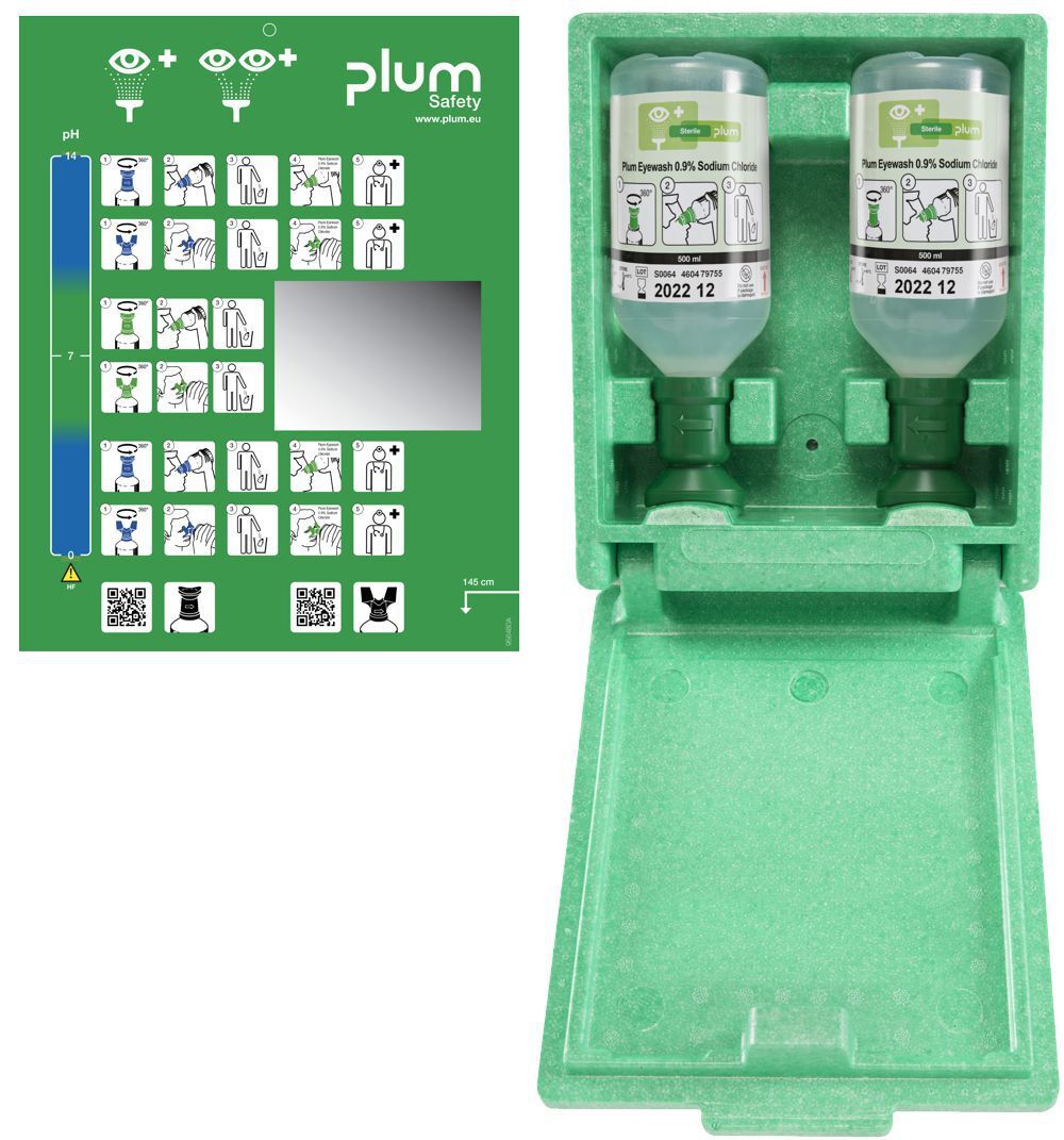 plum Augenspülstation 4650 2 Flaschen 500 ml Wandbox Spiegel Produktbild plum Augenspülstation 4650 2 Flaschen 500 ml Wandbox Spiegel