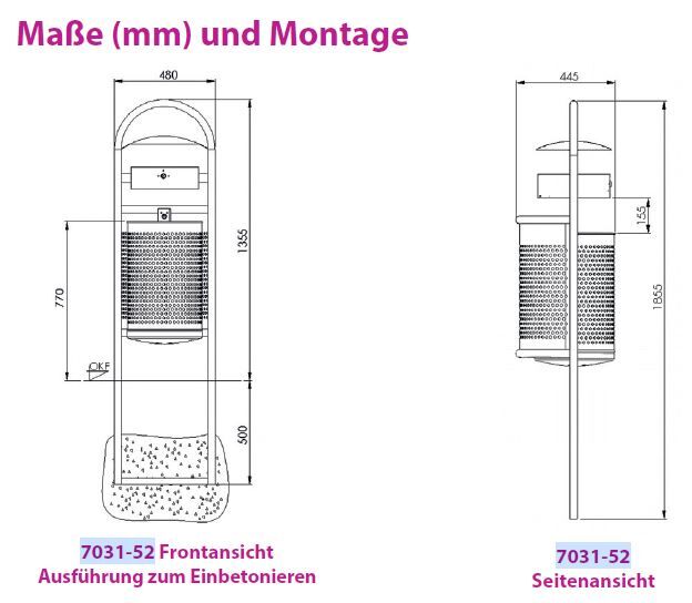 Renner Stand Abfallbehälter mit Rundrohrbügel 50L Feuerverzinkt zum Einbetonieren Produktbild Renner Stand Abfallbehälter mit Rundrohrbügel 50L Feuerverzinkt zum Einbetonieren bild 2