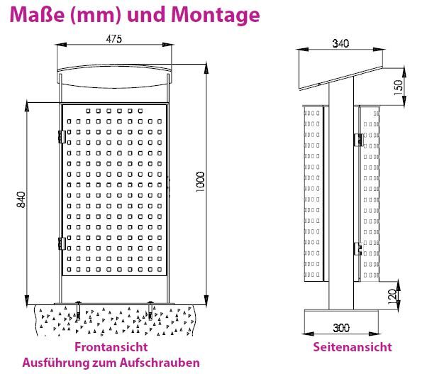 Renner Stand Abfallbehälter 70L Feuerverzinkt zum Aufschrauben Produktbild Renner Stand Abfallbehälter 70L Feuerverzinkt zum Aufschrauben bild 2