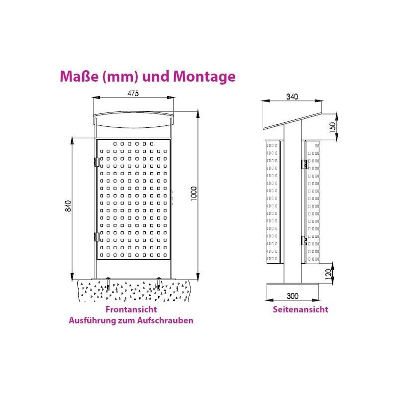 Renner Stand Abfallbehälter 70L RAL6005 zum Aufschrauben Renner Stand Abfallbehälter 70L RAL6005 zum Aufschrauben