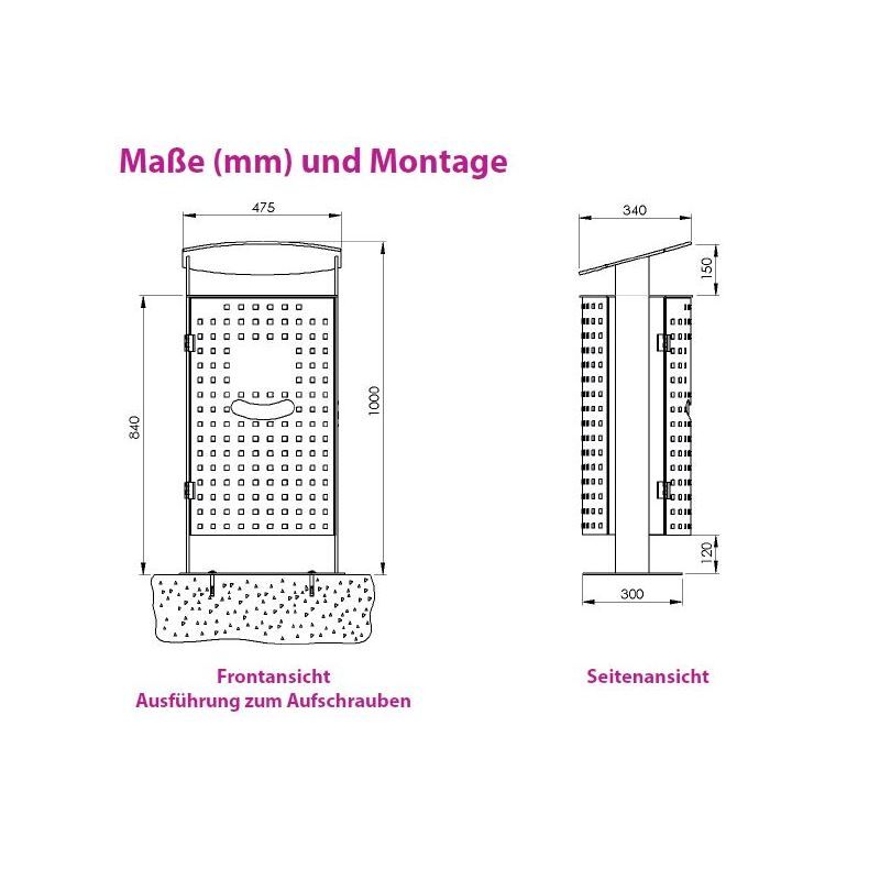 Renner Stand Abfallbehälter 70L Feuerverzinkt zum Aufschrauben Produktbild Renner Stand Abfallbehälter 70L Feuerverzinkt zum Aufschrauben bild 2