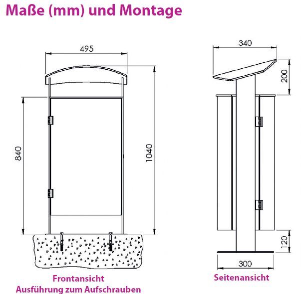 Renner Stand Abfallbehälter 70L Feuerverzinkt zum Aufschrauben Produktbild Renner Stand Abfallbehälter 70L Feuerverzinkt zum Aufschrauben bild 2