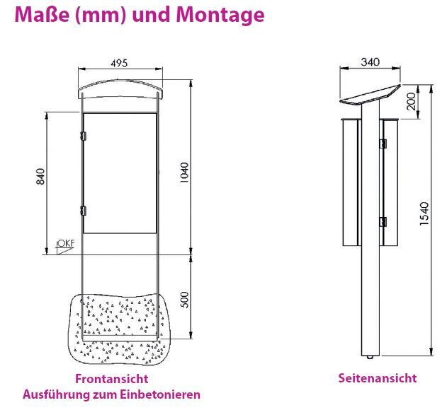 Renner Stand Abfallbehälter 70L Feuerverzinkt zum Einbetonieren Produktbild Renner Stand Abfallbehälter 70L Feuerverzinkt zum Einbetonieren bild 2