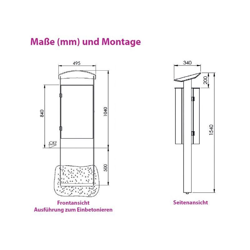 Renner Stand Abfallbehälter 70L mit Ascher RAL7016 zum Einbetonieren Produktbild Renner Stand Abfallbehälter 70L mit Ascher RAL7016 zum Einbetonieren bild 2
