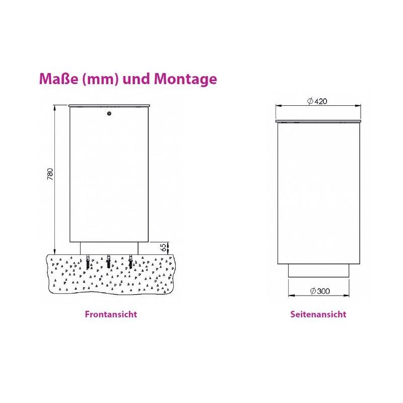 Renner Stand Abfallbehälter 50L RAL7016 zum Aufschrauben Produktbild Renner Stand Abfallbehälter 50L RAL7016 zum Aufschrauben bild 2