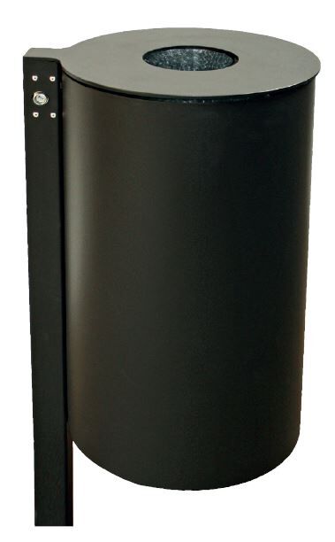 Renner Stand Abfallbehälter 60L RAL5013 mit Pfosten zum Einbetonieren Produktbild Renner Stand Abfallbehälter 60L RAL5013 mit Pfosten zum Einbetonieren