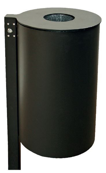 Renner Stand Abfallbehälter 60L RAL6005 mit Pfosten zum Einbetonieren Produktbild Renner Stand Abfallbehälter 60L RAL6005 mit Pfosten zum Einbetonieren