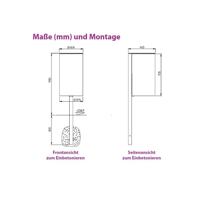 Renner Stand Abfallbehälter 60L ohne Ascher RAL6005 zum Aufschrauben Produktbild Renner Stand Abfallbehälter 60L ohne Ascher RAL6005 zum Aufschrauben bild 2