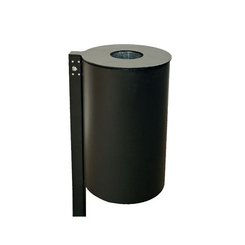 Renner Abfallbehälter mit Ascher und Pfosten RAL5013 Produktbild Renner Abfallbehälter mit Ascher und Pfosten RAL5013