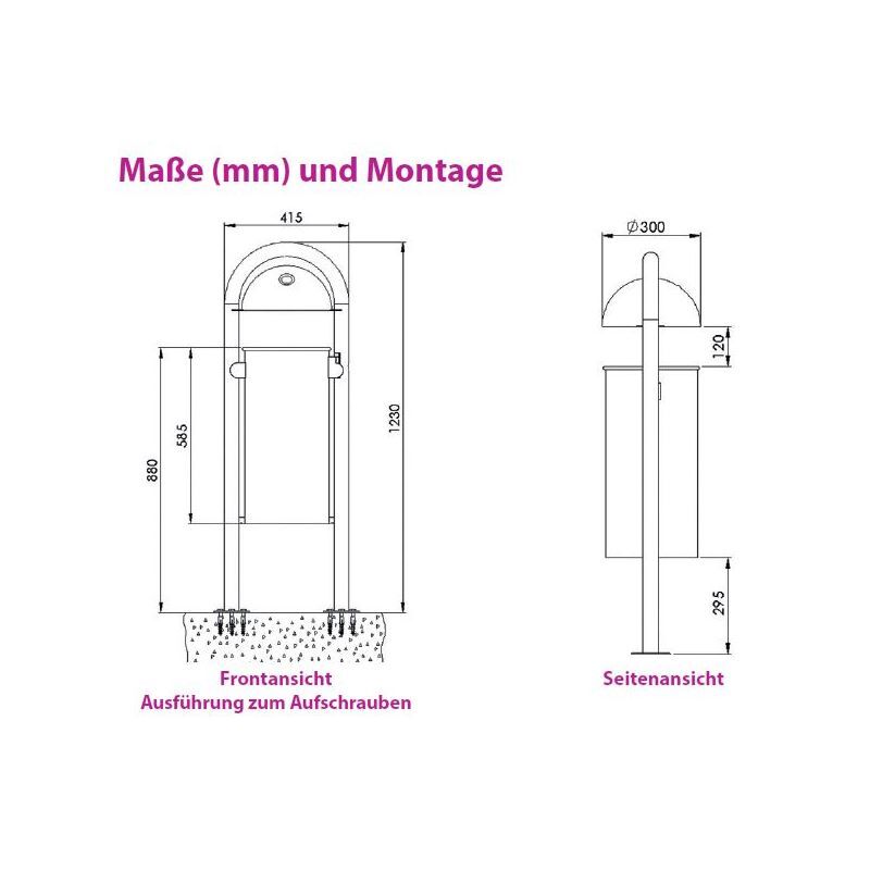 Renner Stand Abfallbehälter 40L Feuerverzinkt mit Ascher zum Aufschrauben Produktbild Renner Stand Abfallbehälter 40L Feuerverzinkt mit Ascher zum Aufschrauben bild 2