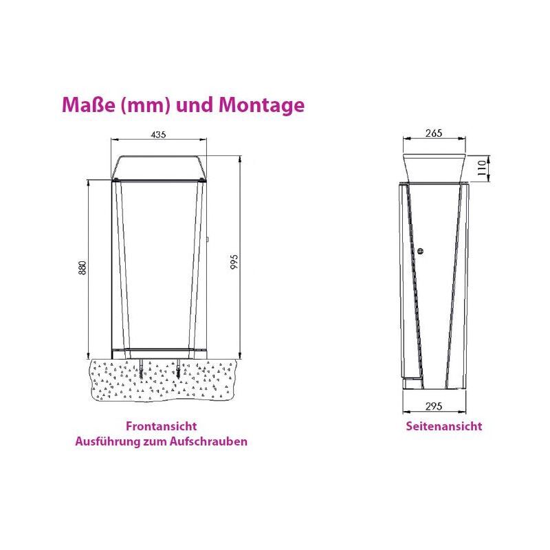 Renner Stand Abfallbehälter Modell ESTILO 70L RAL6005 zum Aufschrauben Renner Stand Abfallbehälter Modell ESTILO 70L RAL6005 zum Aufschrauben