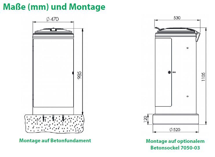 Renner Rastplatz Abfallsammler 120L RAL6002abschließbar zum Aufschrauben Produktbild Renner Rastplatz Abfallsammler 120L RAL6002abschließbar zum Aufschrauben bild 2