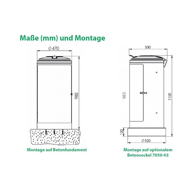 Renner Rastplatz Abfallsammler 120L DB703 abschließbar zum Aufschrauben Produktbild Renner Rastplatz Abfallsammler 120L DB703 abschließbar zum Aufschrauben bild 3