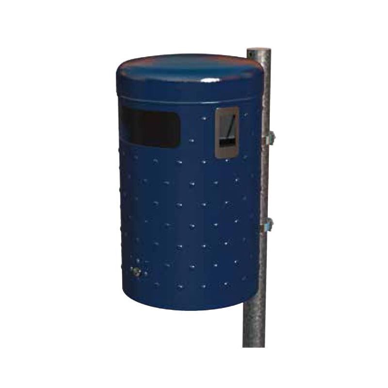Renner Rund Abfallbehälter 50L RAL6005 mit Ascher Noppenblech Design Produktbild Renner Rund Abfallbehälter 50L RAL6005 mit Ascher Noppenblech Design