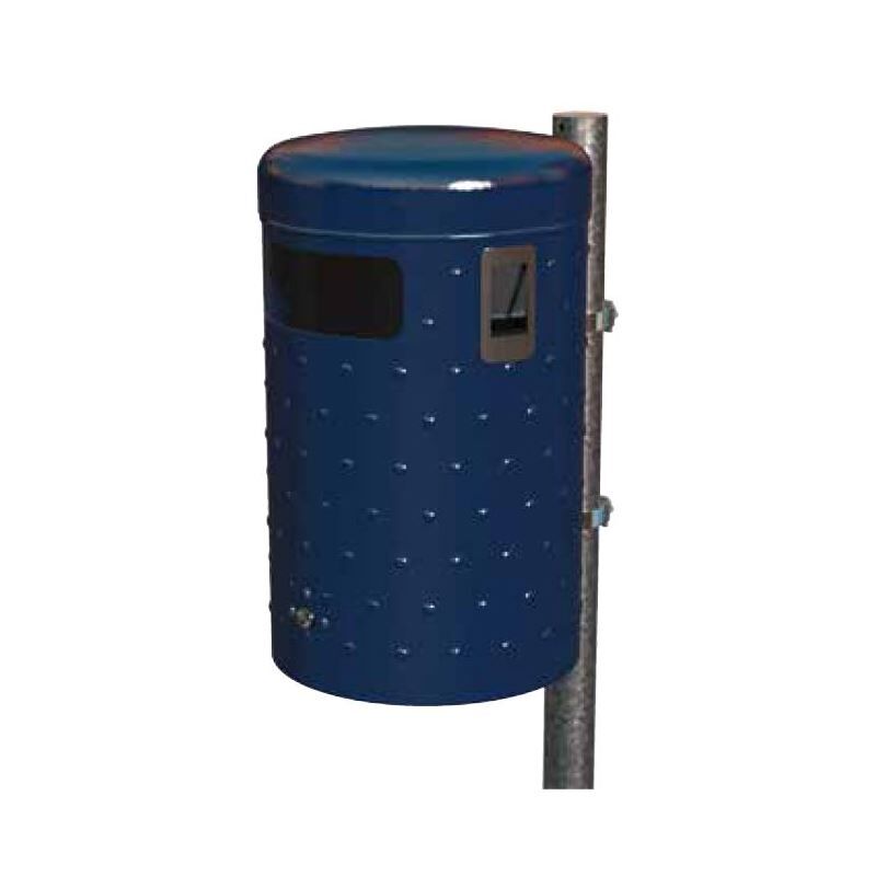 Renner Rund Abfallbehälter 50L RAL7016 mit Ascher Noppenblech Design Produktbild Renner Rund Abfallbehälter 50L RAL7016 mit Ascher Noppenblech Design