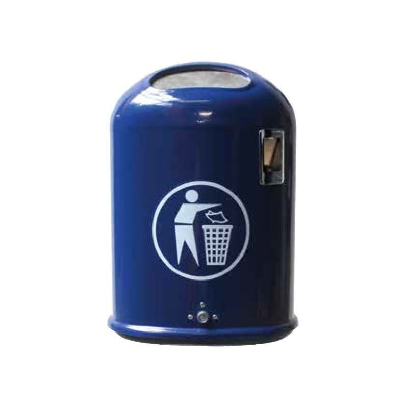 Renner Abfallbehälter oval 45 l blau mit Ascher Produktbild Renner Abfallbehälter oval 45 l blau mit Ascher