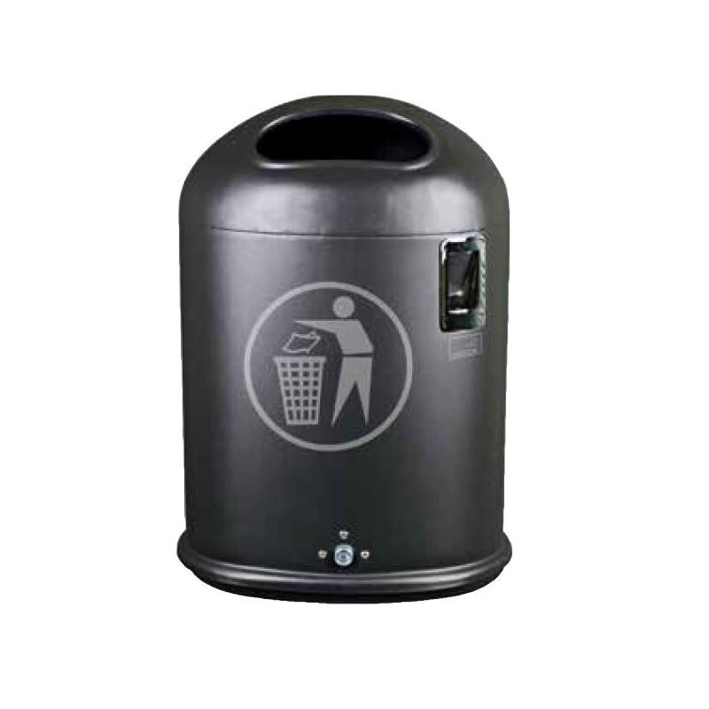 Renner Abfallbehälter oval 45 l schwarz mit Ascher Produktbild Renner Abfallbehälter oval 45 l schwarz mit Ascher