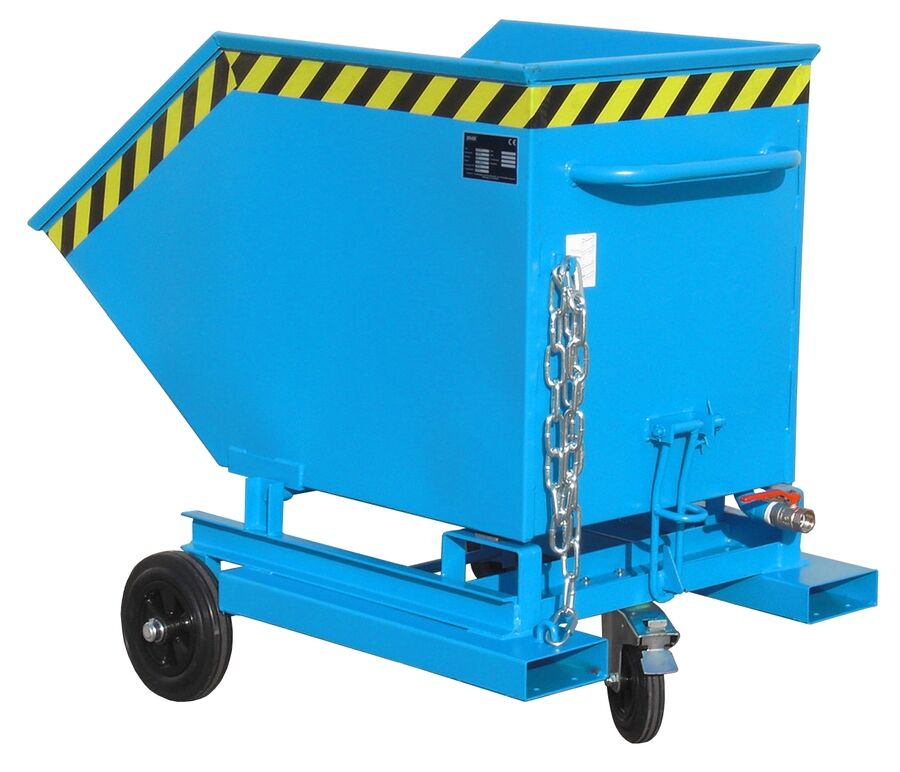 Bauer Späne Kastenwagen SKW-ET 400 Vollgummi Rollen Ablasshahn 1" Inhalt 400 Liter lackiert blau
