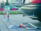 Moravia Parkbügel zum Einbetonieren feuerverzinkt reflektierende Rotringe