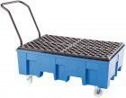 Asecos Auffangwanne PE 2-Fass fahrb. PE-Rost 865x1245