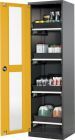 Asecos Chemikalienschrank Glas 545x1950 mm 1 Tür gelb 4 Auszüge