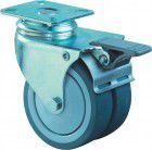 BS Rollen Doppellenkrolle 75mm Festst. Konuslg. Gummi blaugr
