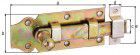 Türriegel, mit Knopf, gerade, mit Schlaufe, gelb verzinkt, Platte LxB100x44mm
