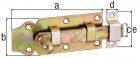 Alberts Türriegel, mit Knopf, gerade, mit Schlaufe, gelb verzinkt, Platte LxB140x52mm