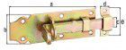 Alberts Schlossriegel,m.flachem Griff,gerade,m.Schlaufe,gelb verz., Platte LxB100x44mm